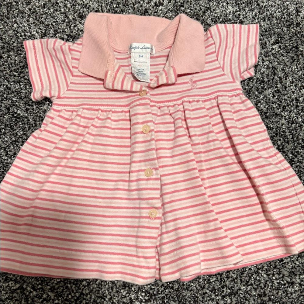 Ralph Lauren polo baby girl 3 mo Pink Striped Baby Dress